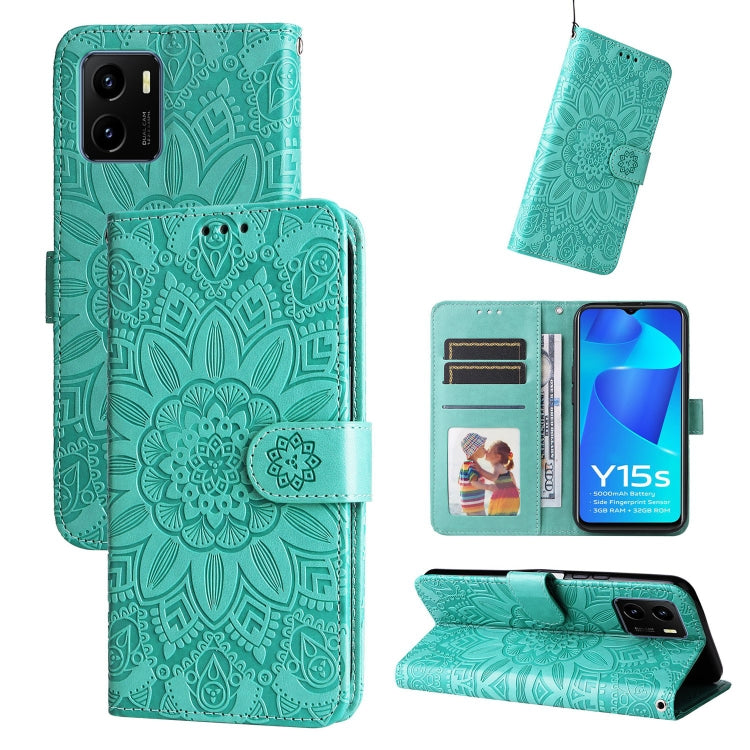 Embossed Sunflower Leather Phone Case, For vivo S12 Pro / V23 Pro, For vivo S12 / V23 5G, For vivo Y15s 2021 / Y15a / Y10 4G, For vivo Y20, For vivo Y21 2021 / Y21s / Y33s, For vivo Y55 5G / Y75 5G / T1 5G, For vivo Y76s / Y76 5G