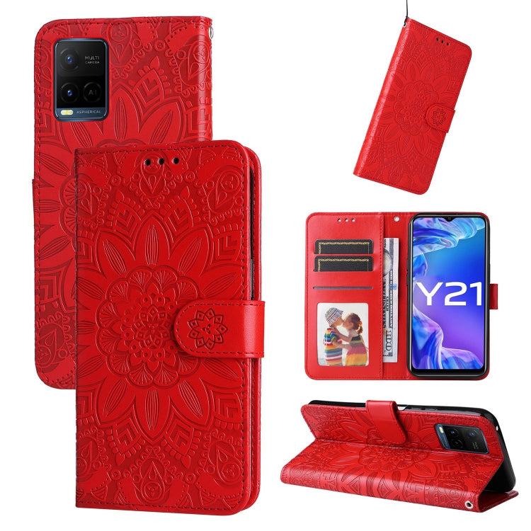 Embossed Sunflower Leather Phone Case, For vivo S12 Pro / V23 Pro, For vivo S12 / V23 5G, For vivo Y15s 2021 / Y15a / Y10 4G, For vivo Y20, For vivo Y21 2021 / Y21s / Y33s, For vivo Y55 5G / Y75 5G / T1 5G, For vivo Y76s / Y76 5G