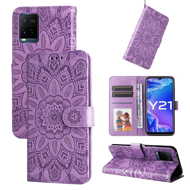 Embossed Sunflower Leather Phone Case, For vivo S12 Pro / V23 Pro, For vivo S12 / V23 5G, For vivo Y15s 2021 / Y15a / Y10 4G, For vivo Y20, For vivo Y21 2021 / Y21s / Y33s, For vivo Y55 5G / Y75 5G / T1 5G, For vivo Y76s / Y76 5G