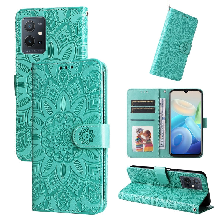 Embossed Sunflower Leather Phone Case, For vivo S12 Pro / V23 Pro, For vivo S12 / V23 5G, For vivo Y15s 2021 / Y15a / Y10 4G, For vivo Y20, For vivo Y21 2021 / Y21s / Y33s, For vivo Y55 5G / Y75 5G / T1 5G, For vivo Y76s / Y76 5G
