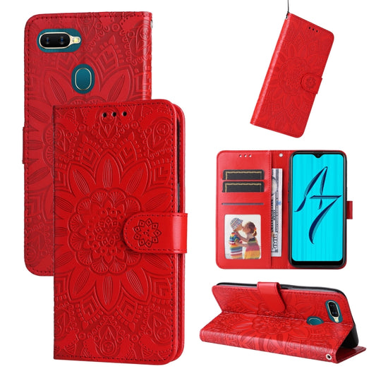 Embossed Sunflower Leather Phone Case, For OPPO A7 / A5s, For OPPO A9 / A5 2020, For OPPO A15 / A16K / A16e, For OPPO A52 / A72 / A92, For OPPO A53 / A53s / A33 / A32, For OPPO A54 4G / A16 / A16s / A55 4G, For OPPO A57 5G / Realme V23                 ...