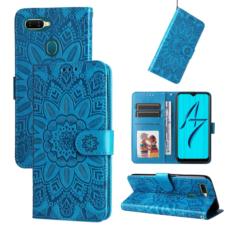 Embossed Sunflower Leather Phone Case, For OPPO A7 / A5s, For OPPO A9 / A5 2020, For OPPO A15 / A16K / A16e, For OPPO A52 / A72 / A92, For OPPO A53 / A53s / A33 / A32, For OPPO A54 4G / A16 / A16s / A55 4G, For OPPO A57 5G / Realme V23                 ...