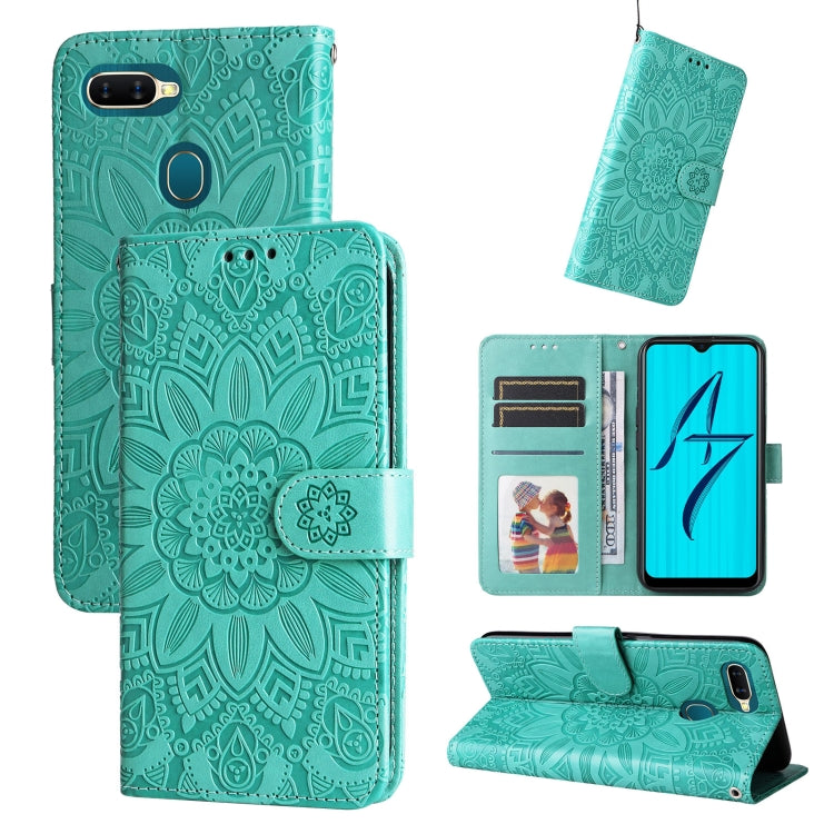 Embossed Sunflower Leather Phone Case, For OPPO A7 / A5s, For OPPO A9 / A5 2020, For OPPO A15 / A16K / A16e, For OPPO A52 / A72 / A92, For OPPO A53 / A53s / A33 / A32, For OPPO A54 4G / A16 / A16s / A55 4G, For OPPO A57 5G / Realme V23                 ...