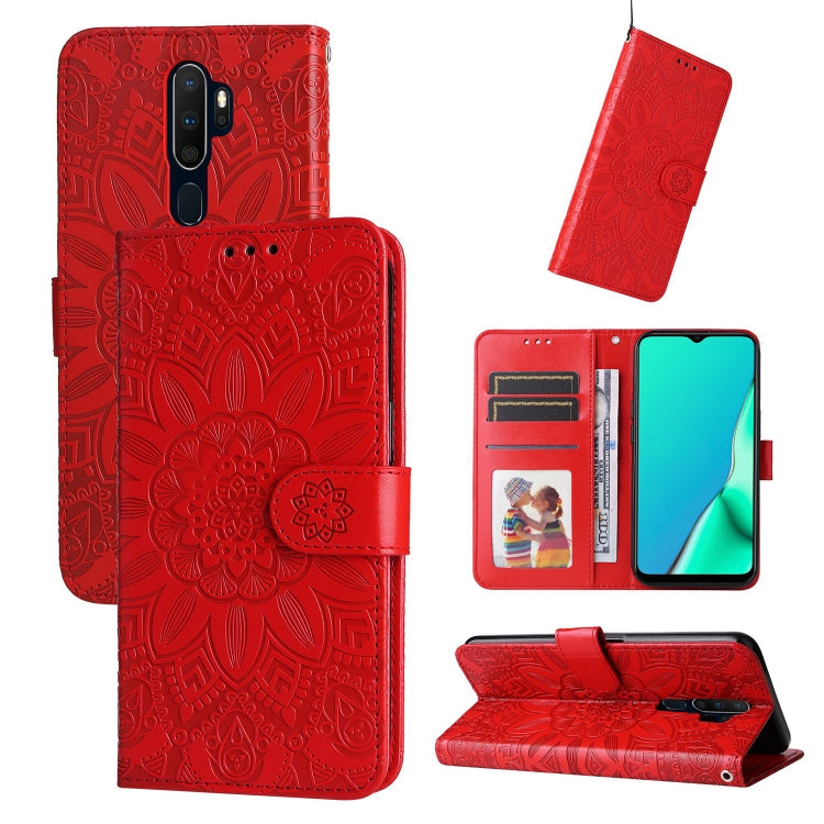 Embossed Sunflower Leather Phone Case, For OPPO A7 / A5s, For OPPO A9 / A5 2020, For OPPO A15 / A16K / A16e, For OPPO A52 / A72 / A92, For OPPO A53 / A53s / A33 / A32, For OPPO A54 4G / A16 / A16s / A55 4G, For OPPO A57 5G / Realme V23                 ...