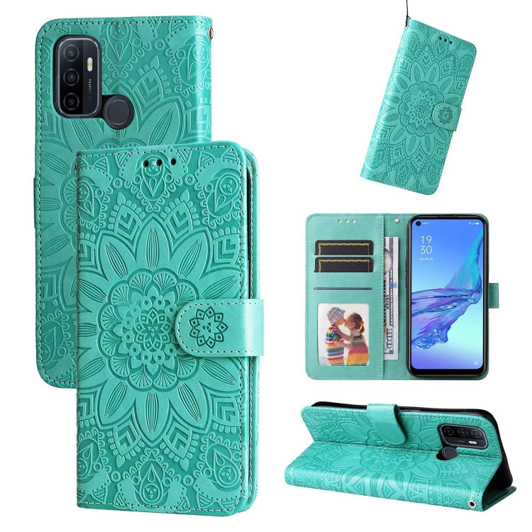 Embossed Sunflower Leather Phone Case, For OPPO A7 / A5s, For OPPO A9 / A5 2020, For OPPO A15 / A16K / A16e, For OPPO A52 / A72 / A92, For OPPO A53 / A53s / A33 / A32, For OPPO A54 4G / A16 / A16s / A55 4G, For OPPO A57 5G / Realme V23                 ...