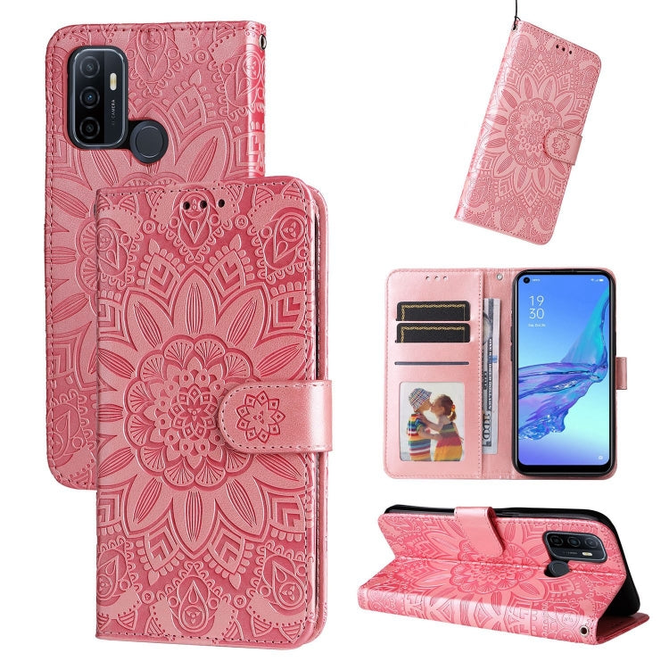 Embossed Sunflower Leather Phone Case, For OPPO A7 / A5s, For OPPO A9 / A5 2020, For OPPO A15 / A16K / A16e, For OPPO A52 / A72 / A92, For OPPO A53 / A53s / A33 / A32, For OPPO A54 4G / A16 / A16s / A55 4G, For OPPO A57 5G / Realme V23                 ...