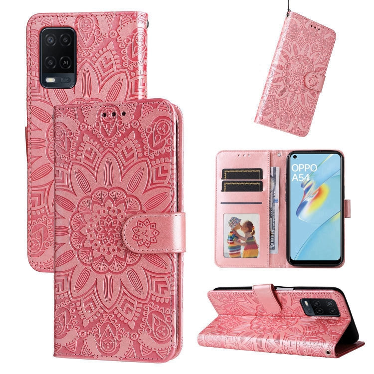Embossed Sunflower Leather Phone Case, For OPPO A7 / A5s, For OPPO A9 / A5 2020, For OPPO A15 / A16K / A16e, For OPPO A52 / A72 / A92, For OPPO A53 / A53s / A33 / A32, For OPPO A54 4G / A16 / A16s / A55 4G, For OPPO A57 5G / Realme V23                 ...