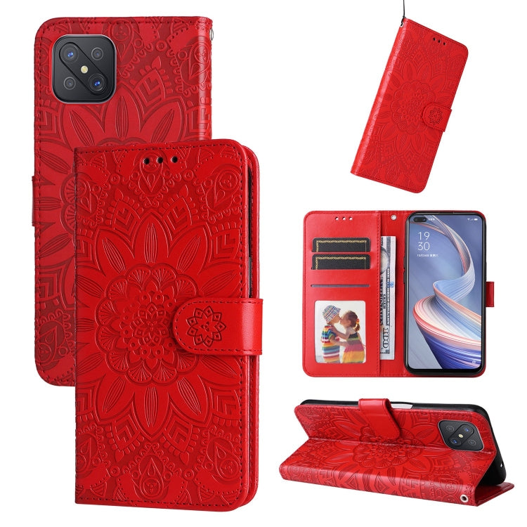 Embossed Sunflower Leather Phone Case, For OPPO A7 / A5s, For OPPO A9 / A5 2020, For OPPO A15 / A16K / A16e, For OPPO A52 / A72 / A92, For OPPO A53 / A53s / A33 / A32, For OPPO A54 4G / A16 / A16s / A55 4G, For OPPO A57 5G / Realme V23                 ...