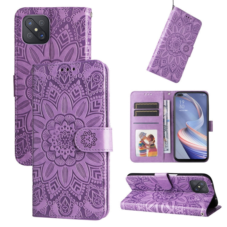Embossed Sunflower Leather Phone Case, For OPPO A7 / A5s, For OPPO A9 / A5 2020, For OPPO A15 / A16K / A16e, For OPPO A52 / A72 / A92, For OPPO A53 / A53s / A33 / A32, For OPPO A54 4G / A16 / A16s / A55 4G, For OPPO A57 5G / Realme V23                 ...