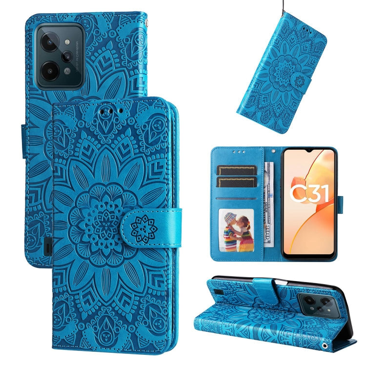 Embossed Sunflower Leather Phone Case, For OPPO Realme C11 2021 / C20, For OPPO Realme C15 / C12 / C25, For OPPO Realme C21 / C21Y, For OPPO Realme C31, For OPPO Realme C35 4G / Narzo 50A Prime, For OPPO Realme GT Neo2, For OPPO Realme GT Neo3         ...