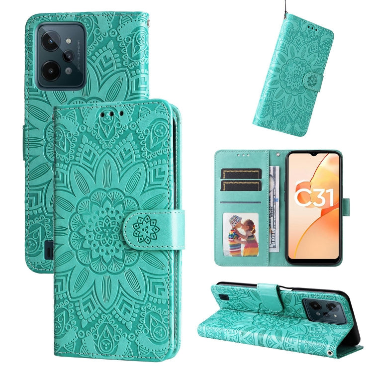 Embossed Sunflower Leather Phone Case, For OPPO Realme C11 2021 / C20, For OPPO Realme C15 / C12 / C25, For OPPO Realme C21 / C21Y, For OPPO Realme C31, For OPPO Realme C35 4G / Narzo 50A Prime, For OPPO Realme GT Neo2, For OPPO Realme GT Neo3         ...