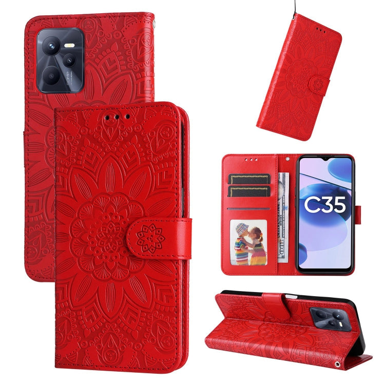 Embossed Sunflower Leather Phone Case, For OPPO Realme C11 2021 / C20, For OPPO Realme C15 / C12 / C25, For OPPO Realme C21 / C21Y, For OPPO Realme C31, For OPPO Realme C35 4G / Narzo 50A Prime, For OPPO Realme GT Neo2, For OPPO Realme GT Neo3         ...