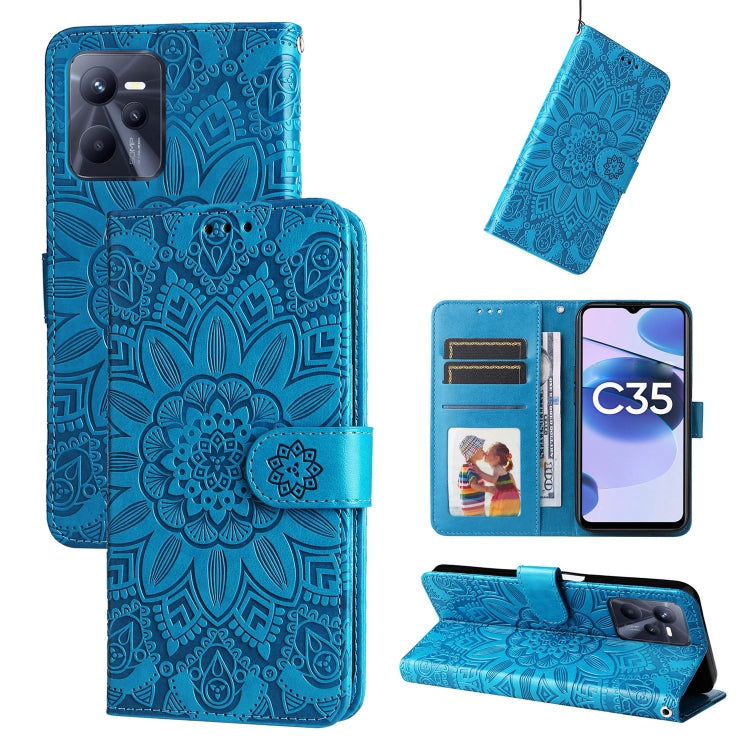 Embossed Sunflower Leather Phone Case, For OPPO Realme C11 2021 / C20, For OPPO Realme C15 / C12 / C25, For OPPO Realme C21 / C21Y, For OPPO Realme C31, For OPPO Realme C35 4G / Narzo 50A Prime, For OPPO Realme GT Neo2, For OPPO Realme GT Neo3         ...