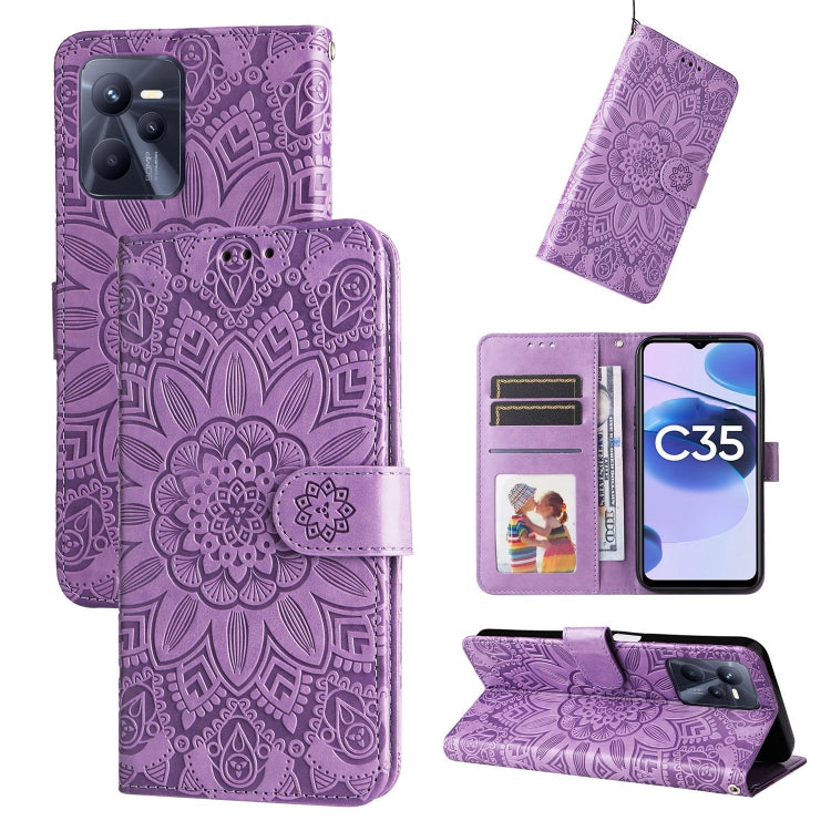 Embossed Sunflower Leather Phone Case, For OPPO Realme C11 2021 / C20, For OPPO Realme C15 / C12 / C25, For OPPO Realme C21 / C21Y, For OPPO Realme C31, For OPPO Realme C35 4G / Narzo 50A Prime, For OPPO Realme GT Neo2, For OPPO Realme GT Neo3         ...