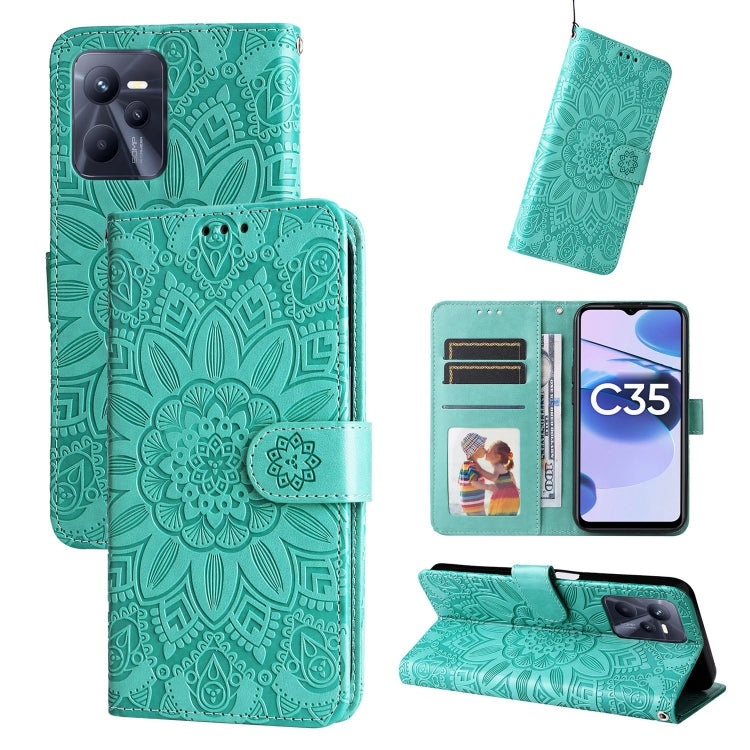 Embossed Sunflower Leather Phone Case, For OPPO Realme C11 2021 / C20, For OPPO Realme C15 / C12 / C25, For OPPO Realme C21 / C21Y, For OPPO Realme C31, For OPPO Realme C35 4G / Narzo 50A Prime, For OPPO Realme GT Neo2, For OPPO Realme GT Neo3         ...