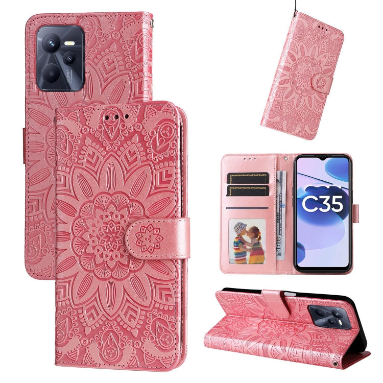 Embossed Sunflower Leather Phone Case, For OPPO Realme C11 2021 / C20, For OPPO Realme C15 / C12 / C25, For OPPO Realme C21 / C21Y, For OPPO Realme C31, For OPPO Realme C35 4G / Narzo 50A Prime, For OPPO Realme GT Neo2, For OPPO Realme GT Neo3         ...