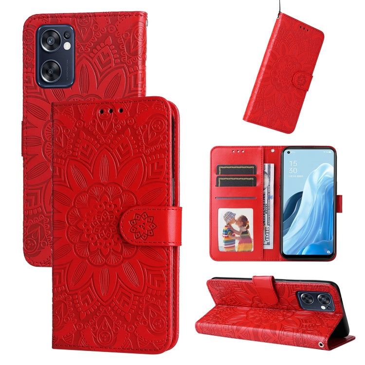Embossed Sunflower Leather Phone Case, For OPPO Reno7 Pro 5G, For OPPO Reno7 SE, For OPPO Reno7 Z / OnePlus Nord N20 5G, For OPPO Realme 9 Pro+