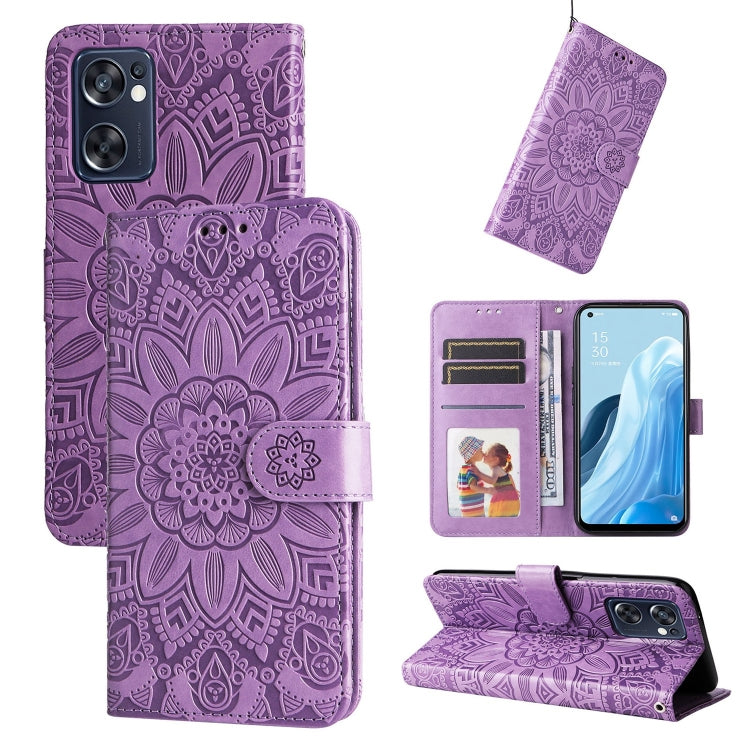 Embossed Sunflower Leather Phone Case, For OPPO Reno7 Pro 5G, For OPPO Reno7 SE, For OPPO Reno7 Z / OnePlus Nord N20 5G, For OPPO Realme 9 Pro+