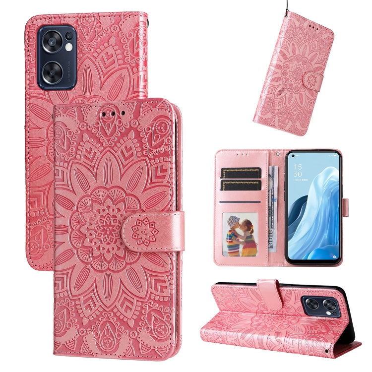 Embossed Sunflower Leather Phone Case, For OPPO Reno7 Pro 5G, For OPPO Reno7 SE, For OPPO Reno7 Z / OnePlus Nord N20 5G, For OPPO Realme 9 Pro+
