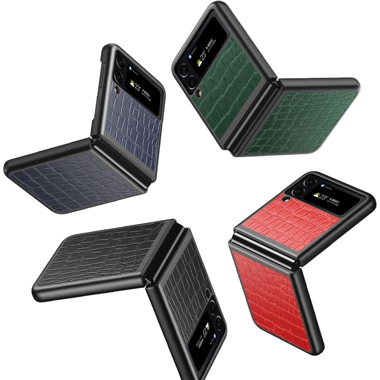 Crocodile Texture Leather Folding Protective Phone Case, For Samsung Galaxy Z Flip4