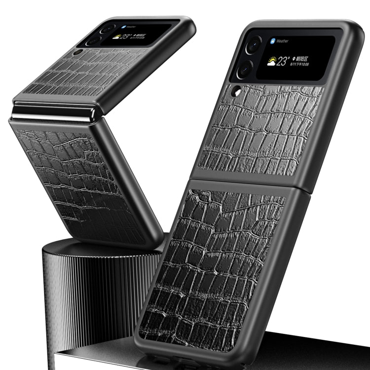 Crocodile Texture Leather Folding Protective Phone Case, For Samsung Galaxy Z Flip4