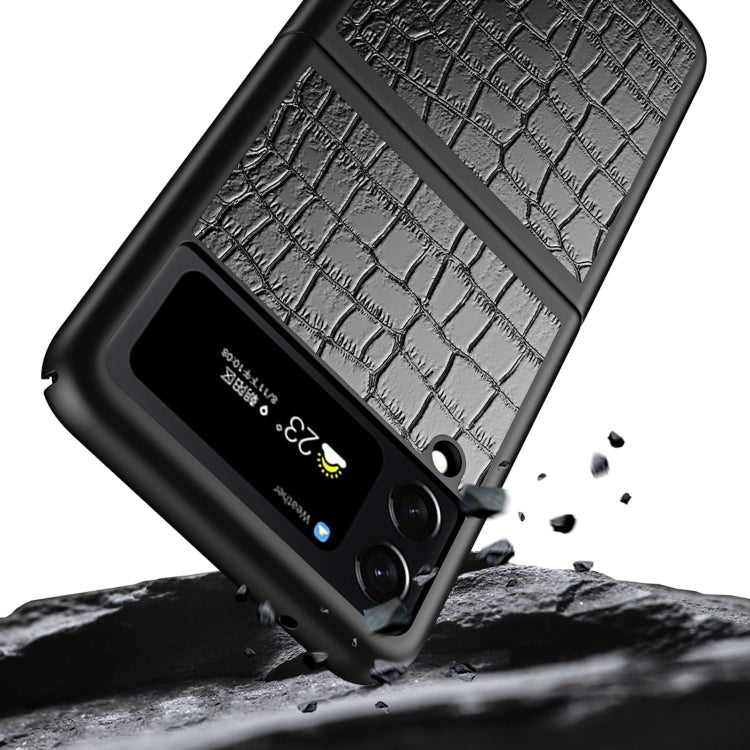 Crocodile Texture Leather Folding Protective Phone Case, For Samsung Galaxy Z Flip4