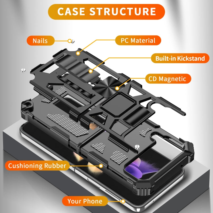 Armor Shockproof TPU + PC Magnetic Protective Phone Case with Holder, For Samsung Galaxy Z Flip4 5G
