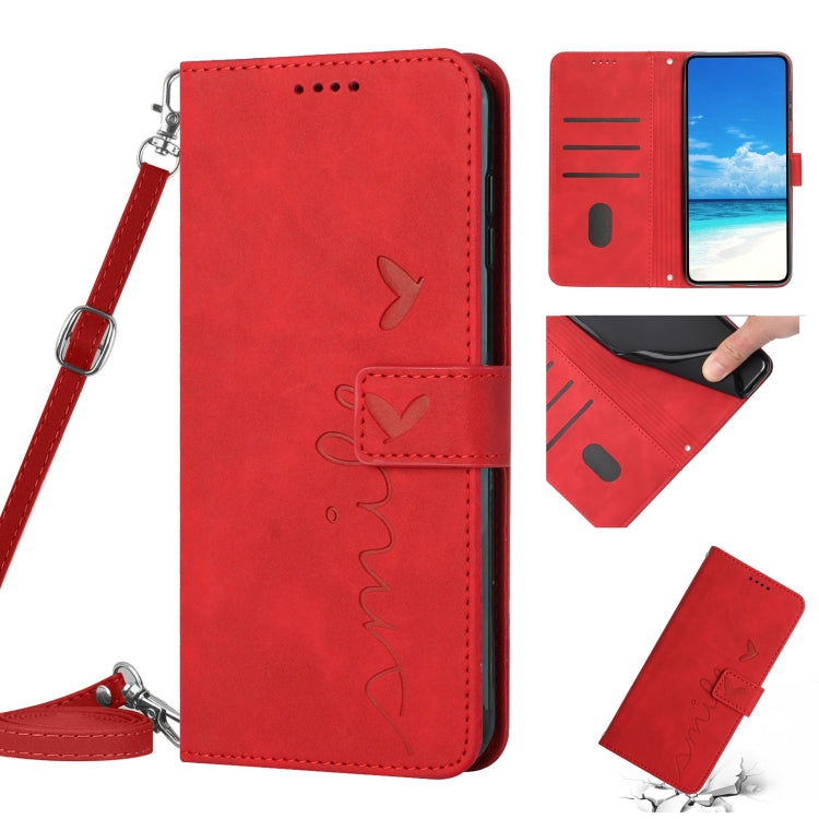 Skin Feel Heart Pattern Leather Phone Case with Lanyard, For Xiaomi Redmi 9A, For Xiaomi Redmi 10, For Xiaomi Redmi 10A, For Xiaomi Redmi 10C, For Xiaomi Redmi K40 / K40 Pro, For Xiaomi Redmi K50 / K50 Pro, For Xiaomi Redmi Note 8                      ...