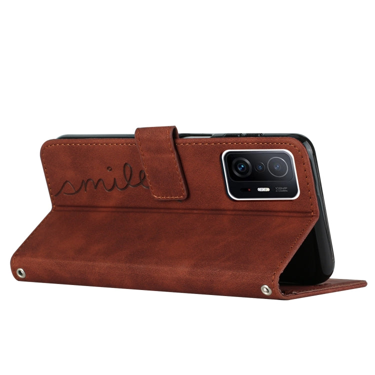 Skin Feel Heart Pattern Leather Phone Case with Lanyard, For Xiaomi 11T / 11T Pro, For Xiaomi Poco M3, For Xiaomi Poco M4 Pro, For Xiaomi Poco X3 NFC, For Xiaomi Poco X4 Pro 5G