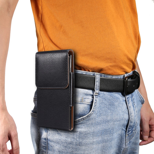Men Litchi Texture Leather Portable Mobile Phone Waist Bag for 6.9 inch or below, 6.9 inch Litchi Texture