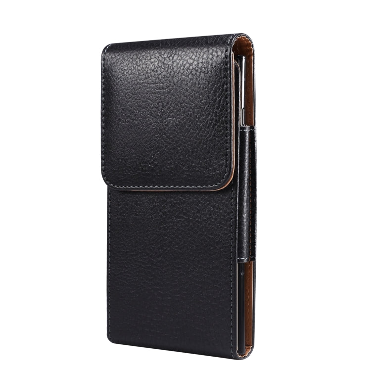 Men Litchi Texture Leather Portable Mobile Phone Waist Bag for 6.9 inch or below, 6.9 inch Litchi Texture