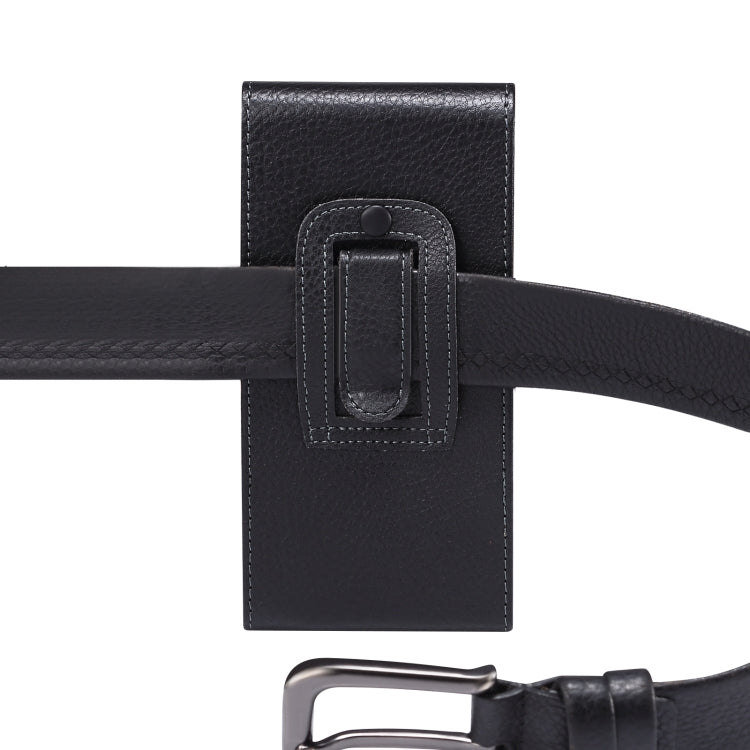 Men Litchi Texture Leather Portable Mobile Phone Waist Bag for 6.9 inch or below, 6.9 inch Litchi Texture