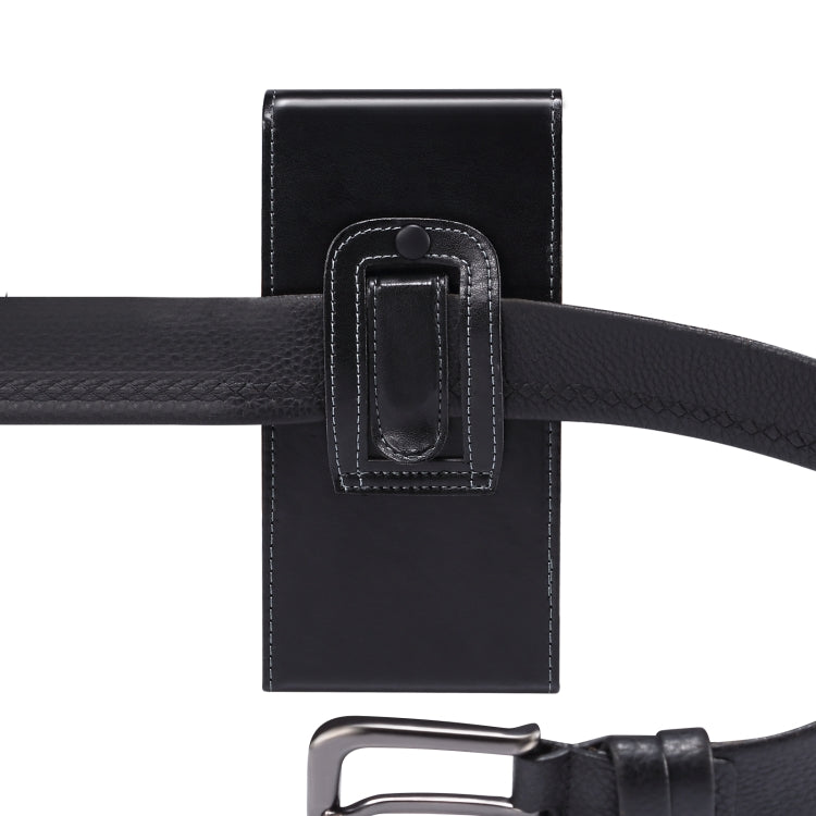 Men Glossy Texture Leather Portable Mobile Phone Waist Bag for 6.9 inch or below, 6.9 inch Glossy Texture