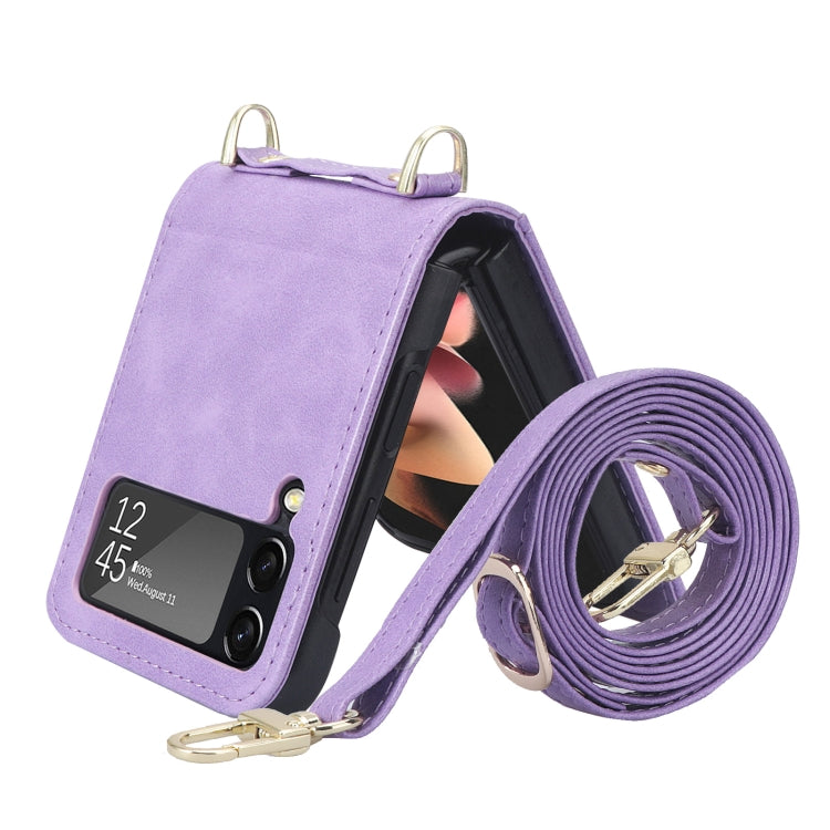 Lanyard Folding Leather Phone Case, For Samsung Galaxy Z Filp4 5G