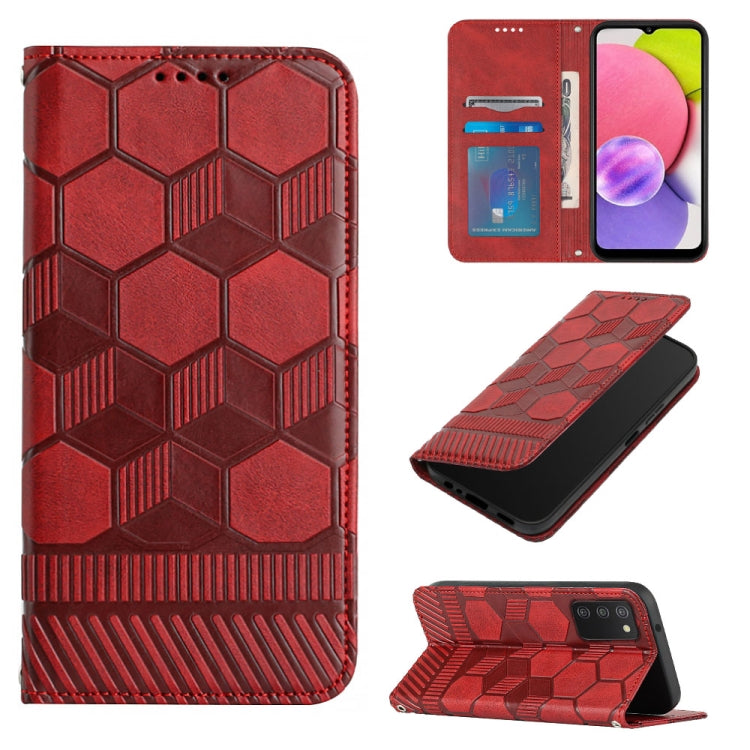Football Texture Magnetic Leather Flip Phone Case, For Samsung Galaxy A03 164mm, For Samsung Galaxy A03s 164mm India, For Samsung Galaxy A03s 165.8mm US Version, For Samsung Galaxy A03s 166.5mm EU Version, For Samsung Galaxy A12 5G / M12 / F12         ...
