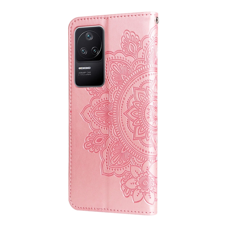 7-petal Flowers Embossing Leather Case, For Xiaomi Redmi K40S / Poco F4, For Xiaomi Redmi Note 11T Pro/Poco X4 GT