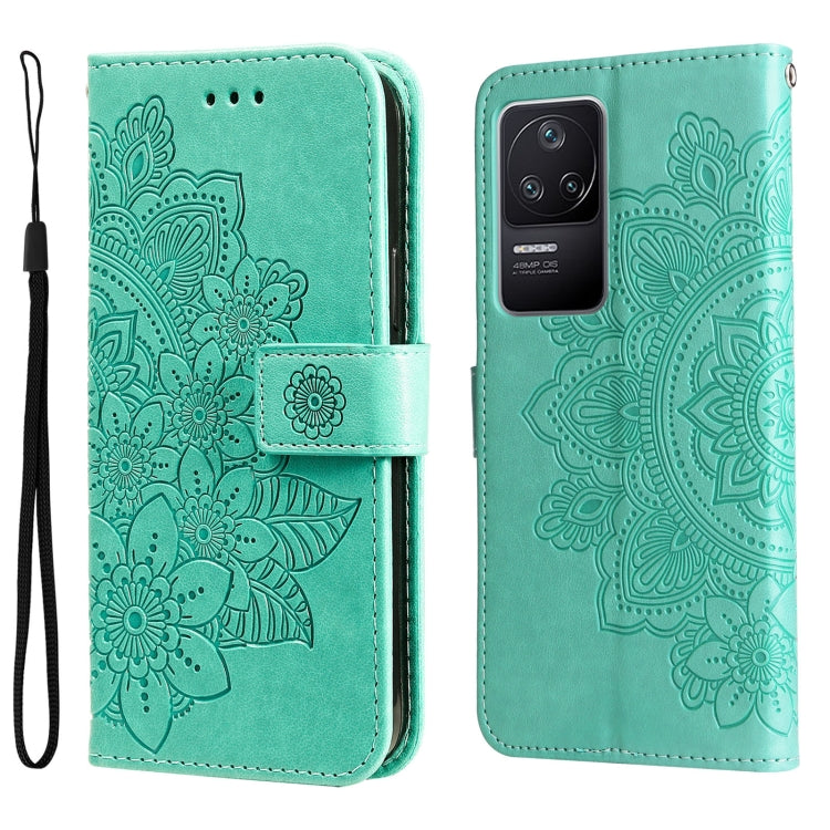 7-petal Flowers Embossing Leather Case, For Xiaomi Redmi K40S / Poco F4, For Xiaomi Redmi Note 11T Pro/Poco X4 GT