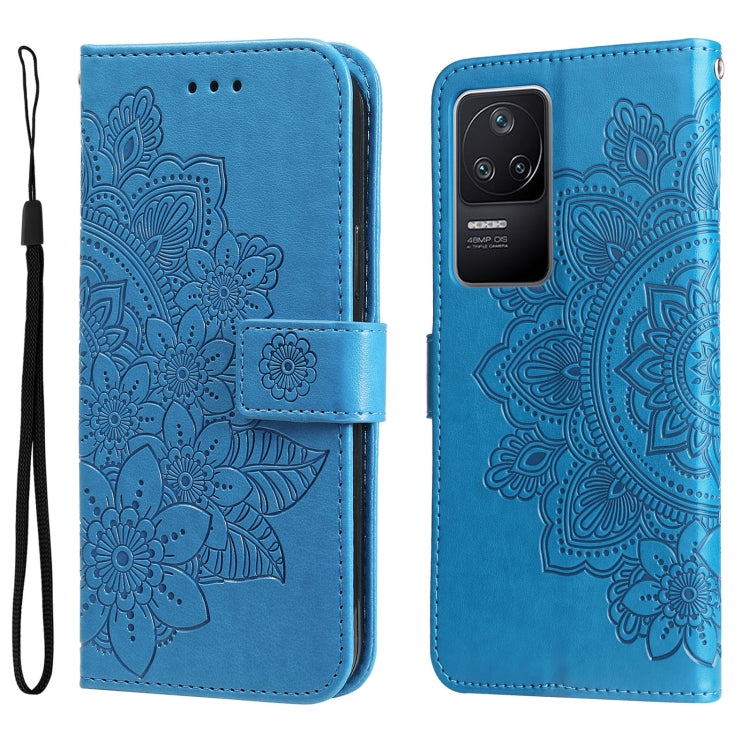 7-petal Flowers Embossing Leather Case, For Xiaomi Redmi K40S / Poco F4, For Xiaomi Redmi Note 11T Pro/Poco X4 GT