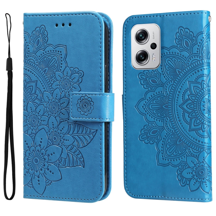 7-petal Flowers Embossing Leather Case, For Xiaomi Redmi K40S / Poco F4, For Xiaomi Redmi Note 11T Pro/Poco X4 GT