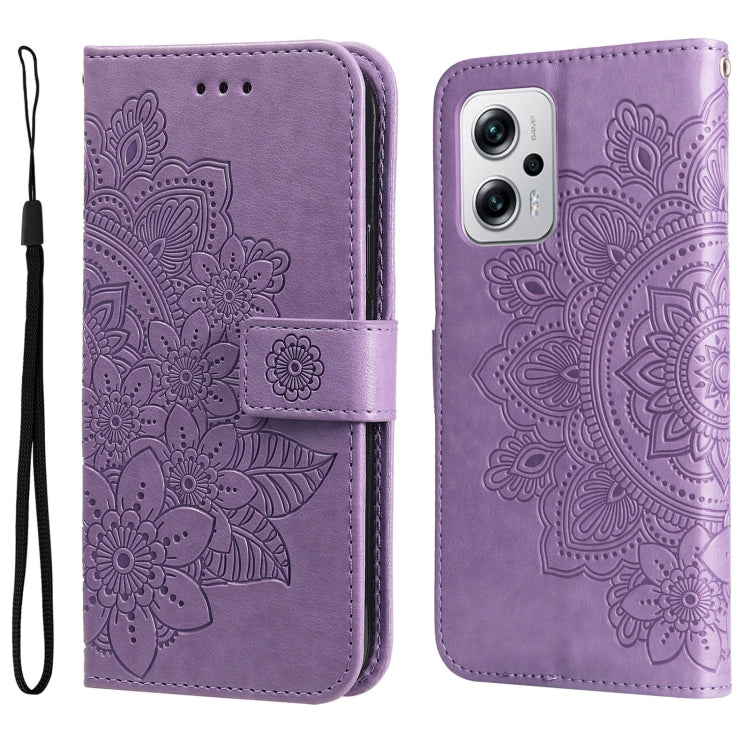 7-petal Flowers Embossing Leather Case, For Xiaomi Redmi K40S / Poco F4, For Xiaomi Redmi Note 11T Pro/Poco X4 GT