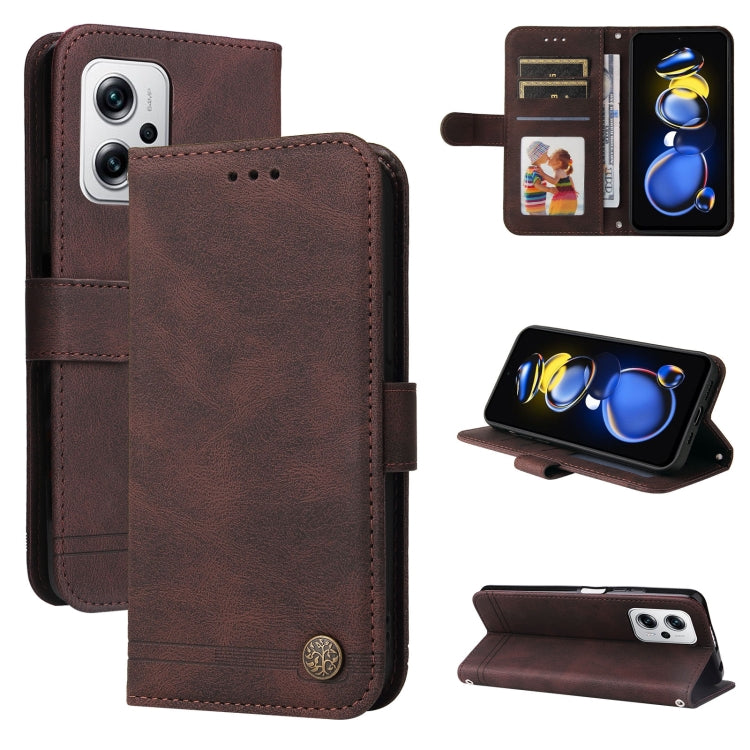Skin Feel Life Tree Metal Button Leather Case, For Xiaomi Redmi K40S / Poco F4, For Xiaomi Redmi Note 11T Pro/Poco X4 GT