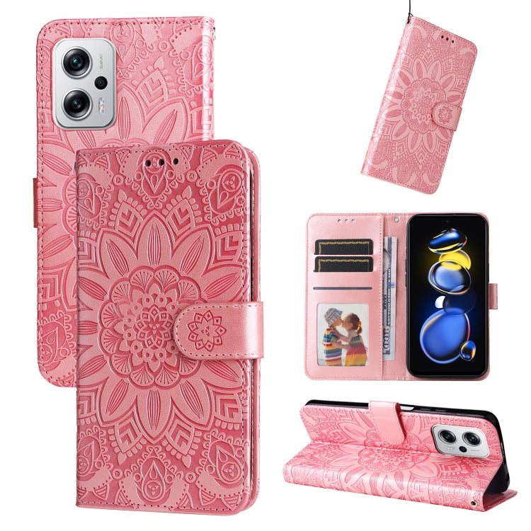 Embossed Sunflower Leather Phone Case, For Xiaomi Redmi K40S / Poco F4, For Xiaomi Redmi Note 11T Pro/Poco X4 GT, For Infinix Hot 12, For Infinix Hot 12 Play, For Infinix Smart 6