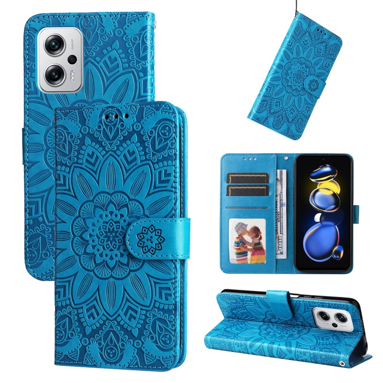 Embossed Sunflower Leather Phone Case, For Xiaomi Redmi K40S / Poco F4, For Xiaomi Redmi Note 11T Pro/Poco X4 GT, For Infinix Hot 12, For Infinix Hot 12 Play, For Infinix Smart 6