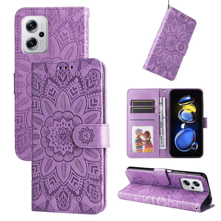 Embossed Sunflower Leather Phone Case, For Xiaomi Redmi K40S / Poco F4, For Xiaomi Redmi Note 11T Pro/Poco X4 GT, For Infinix Hot 12, For Infinix Hot 12 Play, For Infinix Smart 6