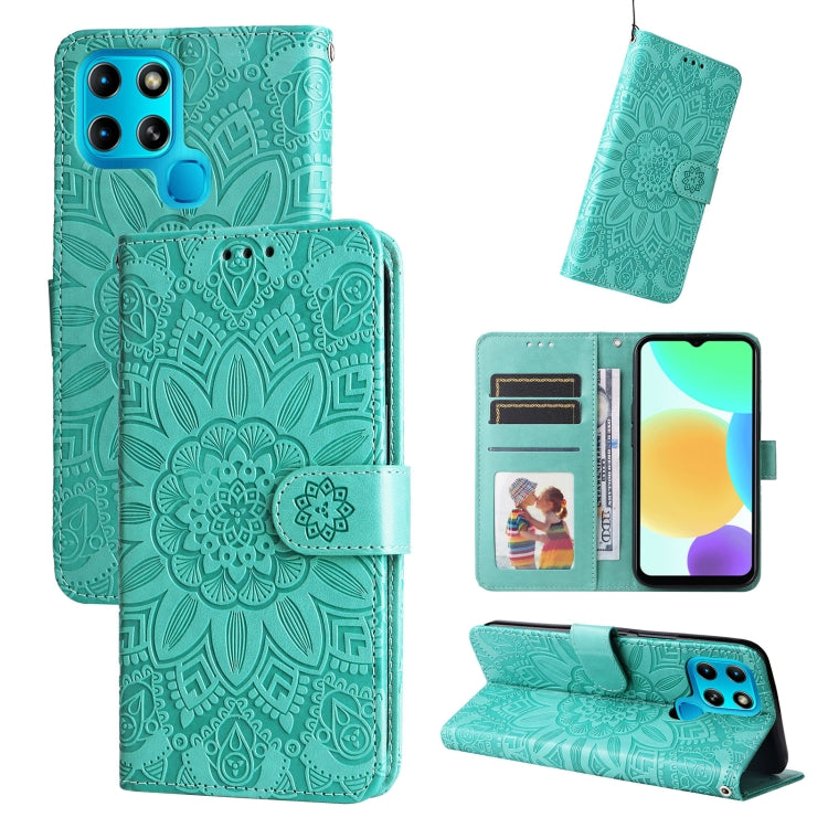 Embossed Sunflower Leather Phone Case, For Xiaomi Redmi K40S / Poco F4, For Xiaomi Redmi Note 11T Pro/Poco X4 GT, For Infinix Hot 12, For Infinix Hot 12 Play, For Infinix Smart 6