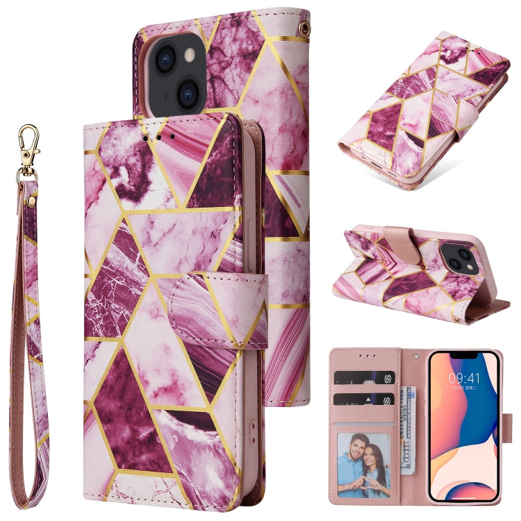 Marble Bronzing Stitching Horizontal Flip PU Leather Case, For iPhone 14, For iPhone 14 Plus, For iPhone 14 Pro, For iPhone 14 Pro Max
