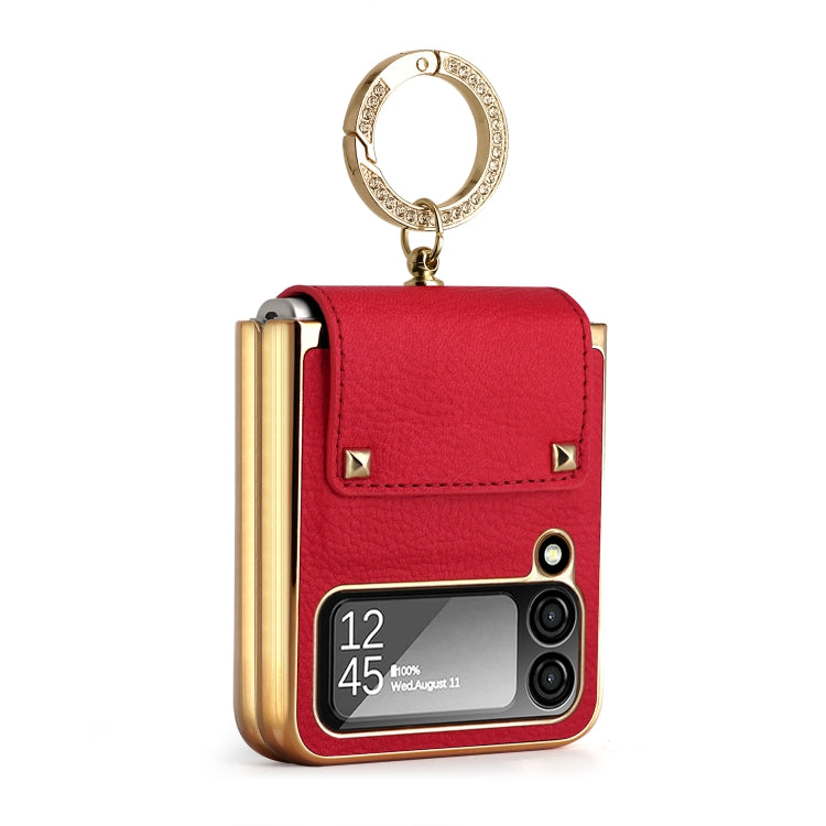 Colorful Leather + PC Phone Case with Ring, For Samsung Galaxy Z Flip4 5G, For Samsung Galaxy Z Flip3 5G