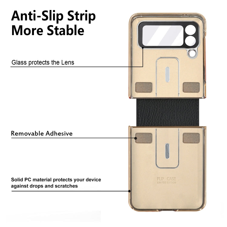 Colorful Leather + PC Phone Case with Ring, For Samsung Galaxy Z Flip4 5G, For Samsung Galaxy Z Flip3 5G