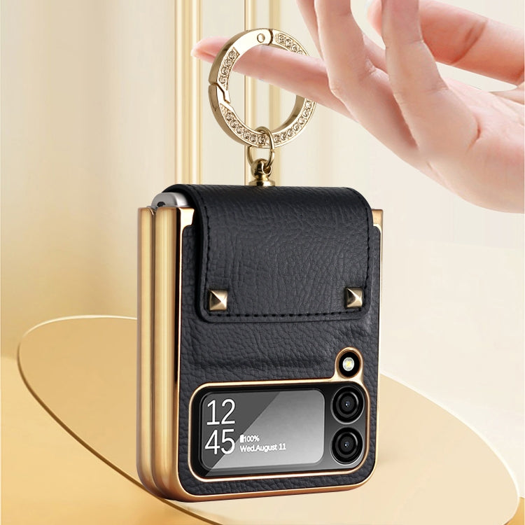 Colorful Leather + PC Phone Case with Ring, For Samsung Galaxy Z Flip4 5G, For Samsung Galaxy Z Flip3 5G