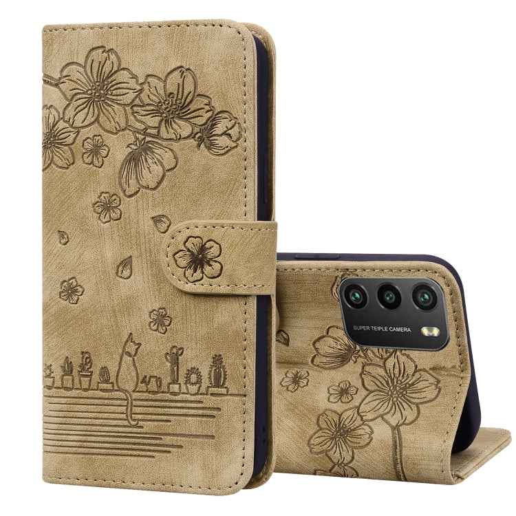 Cartoon Sakura Cat Embossed Leather Phone Case, For Xiaomi Poco F4 GT, For Xiaomi Poco M3 / Redmi 9T Global, For Xiaomi Poco X3 / X3 NFC, For Xiaomi Redmi K40 / K40 Pro, For Xiaomi Redmi Note 11 Pro 4G / 5G, For Xiaomi Poco M4 Pro 4G Global            ...